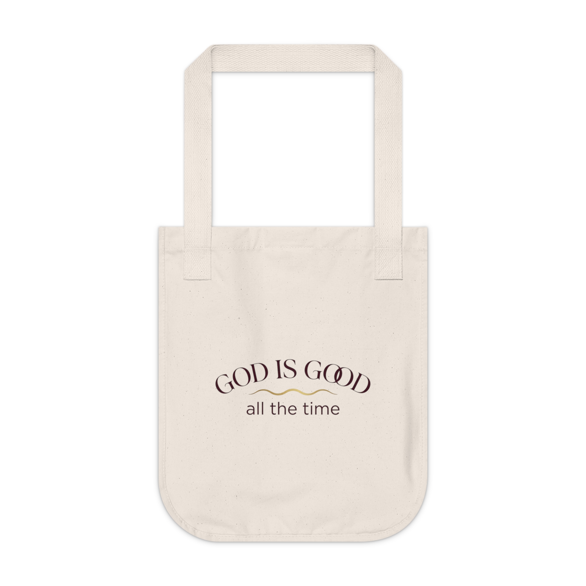 God is Good organic canvas tote bag front